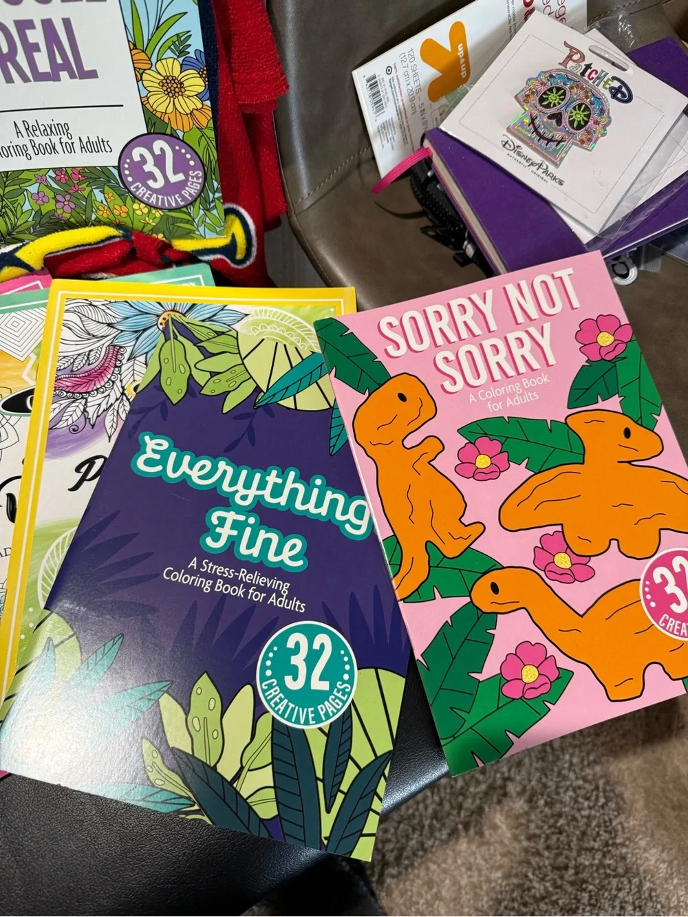 Coloring Book Bundle - Assorted Bright Covers (Red, Blue, Pink, Green, Yellow)